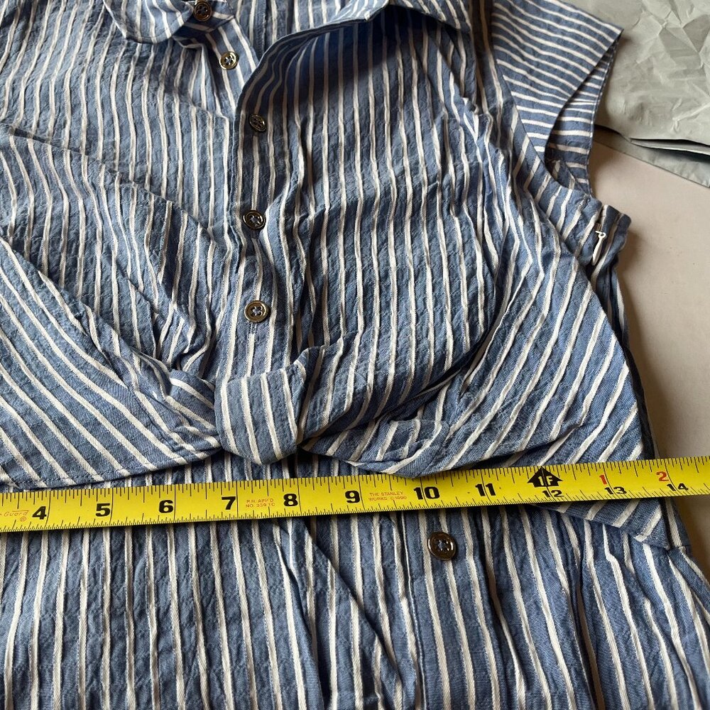 White House Black Market Blue Stripe Shirt Dress Size 2 NWT Button Front Summer - Picture 14 of 15